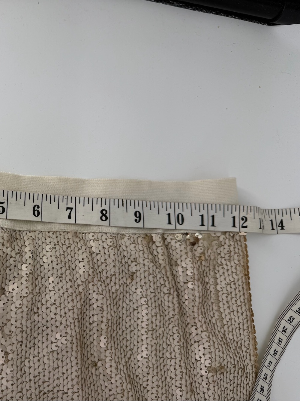On Twelfth Champagne Gold Sequin Midi Skirt with Side Slit Size S - Picture 5 of 5